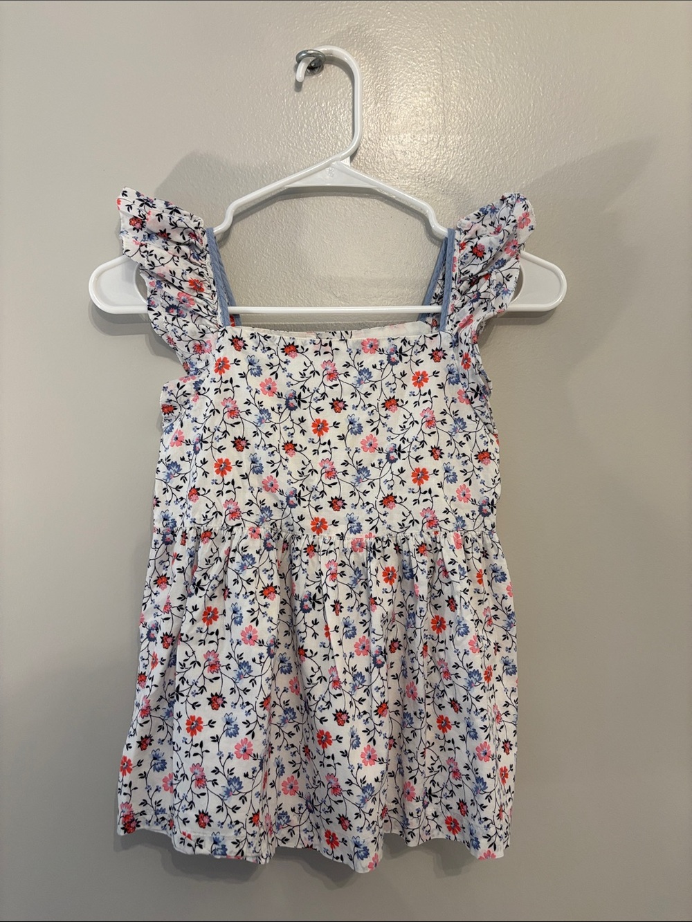 GAP White Floral Sundress with Pink Red and Blue Flowers